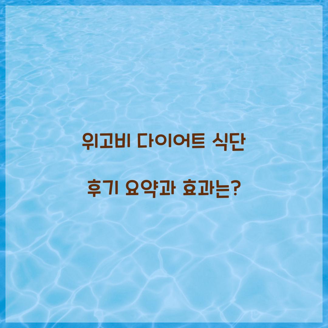 위고비 다이어트 식단 후기 요약