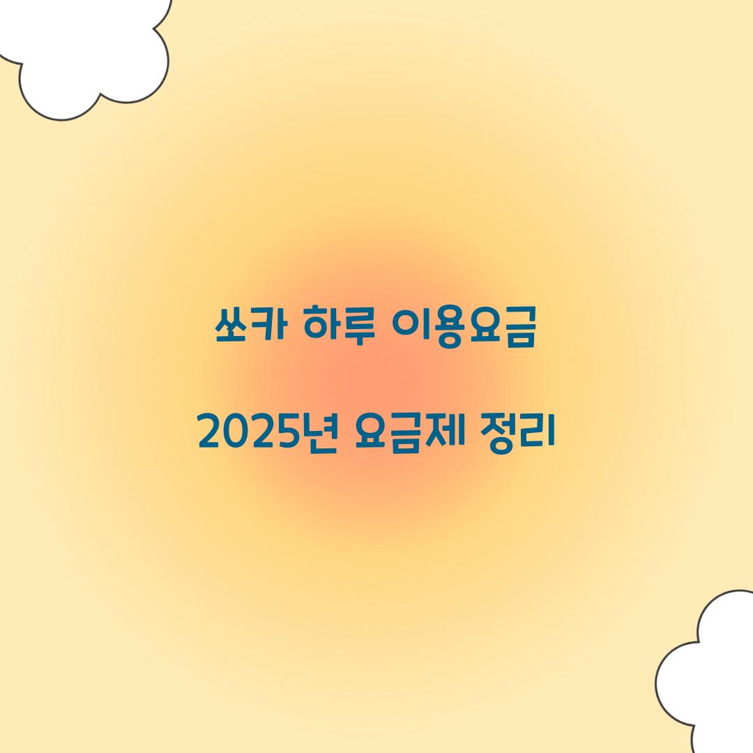 쏘카 하루 이용요금 2025년 요금제 정리  
