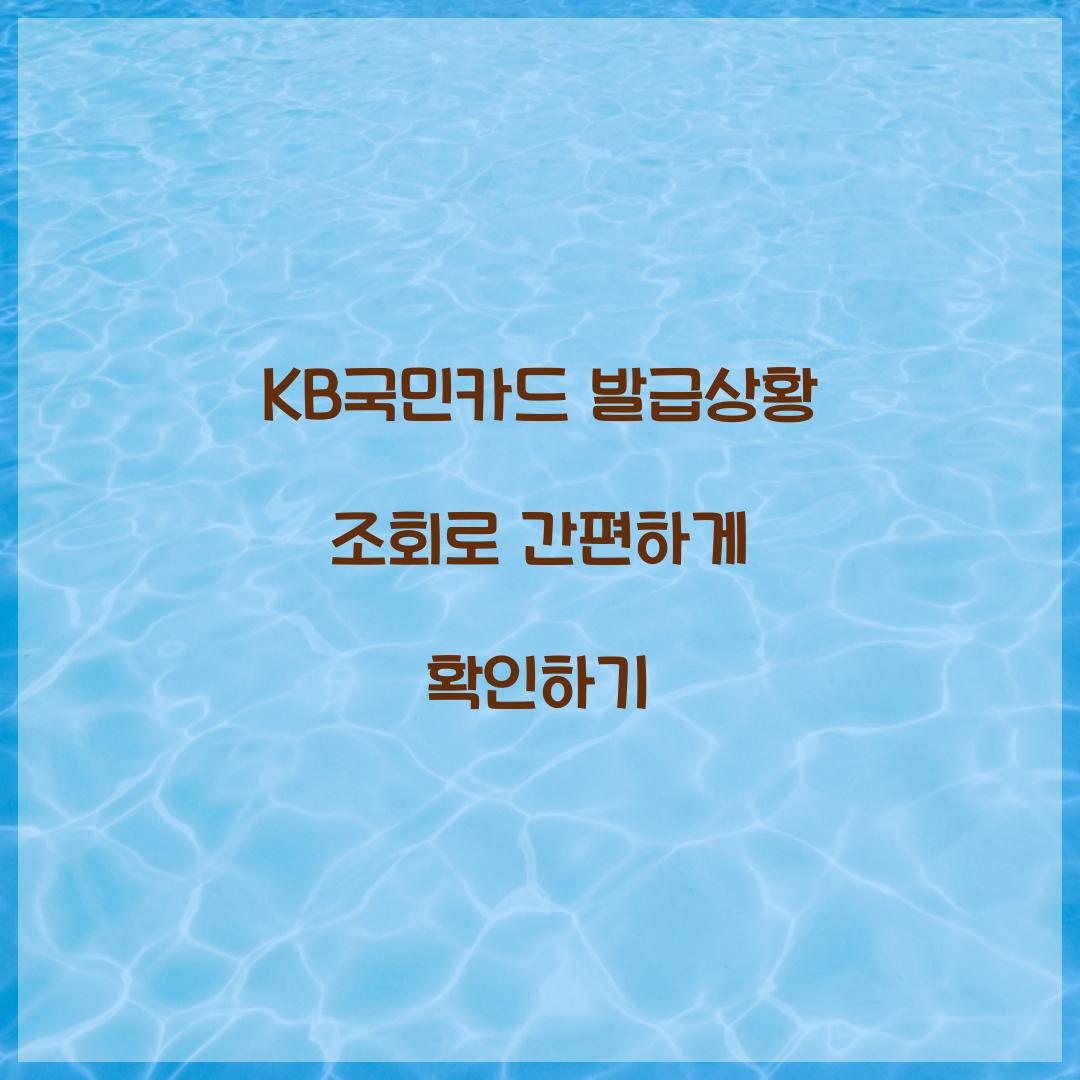 KB국민카드 발급상황 조회