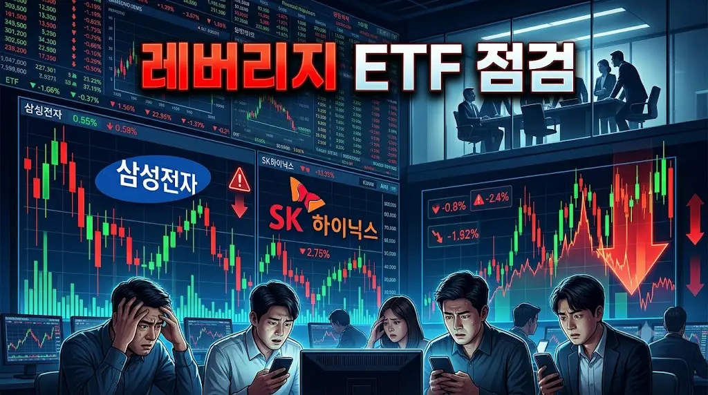 삼성전자 SK하이닉스 단일종목 레버리지 ETF 점검 이슈와 투자자 대응 전략을 보여주는 금융시장 섬네일