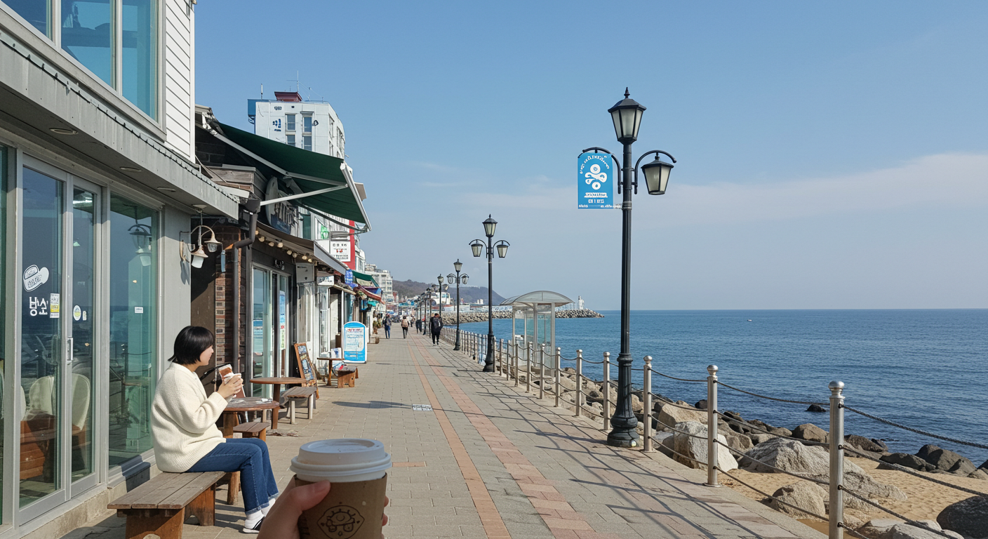 강릉 안목해변 카페거리와 주문진 BTS 버스정류장