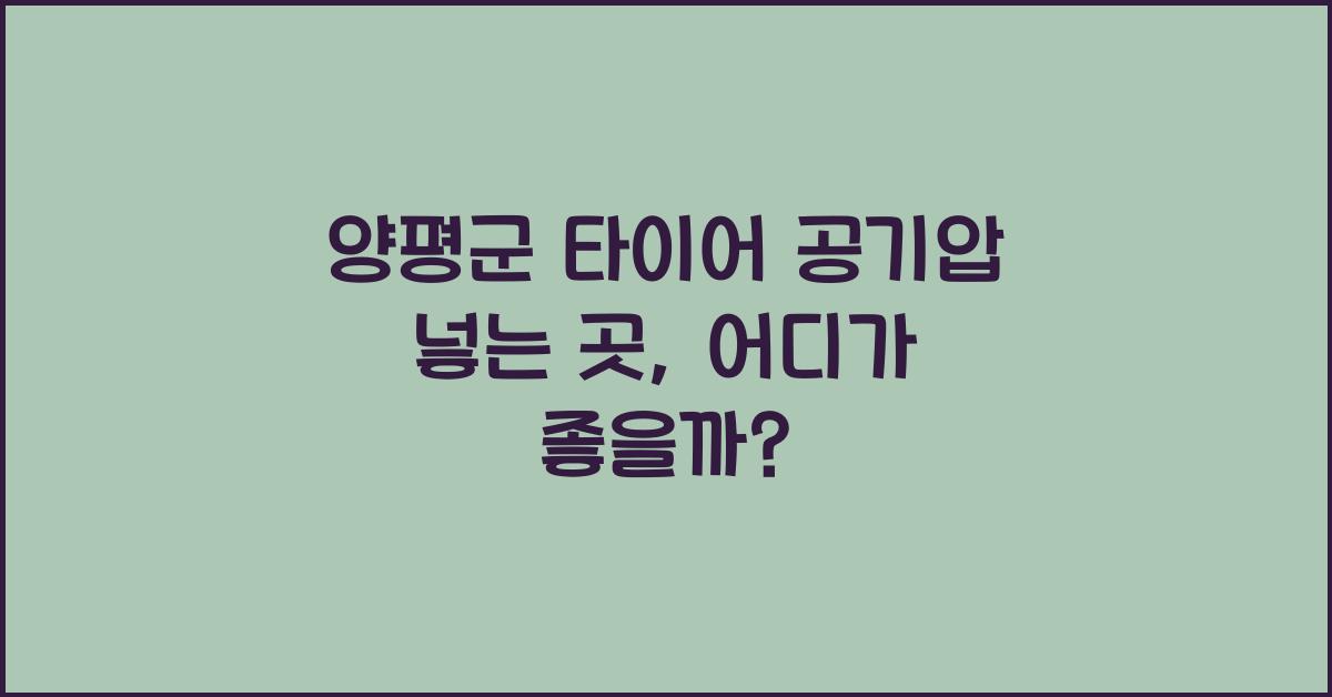 양평군 타이어 공기압 넣는 곳