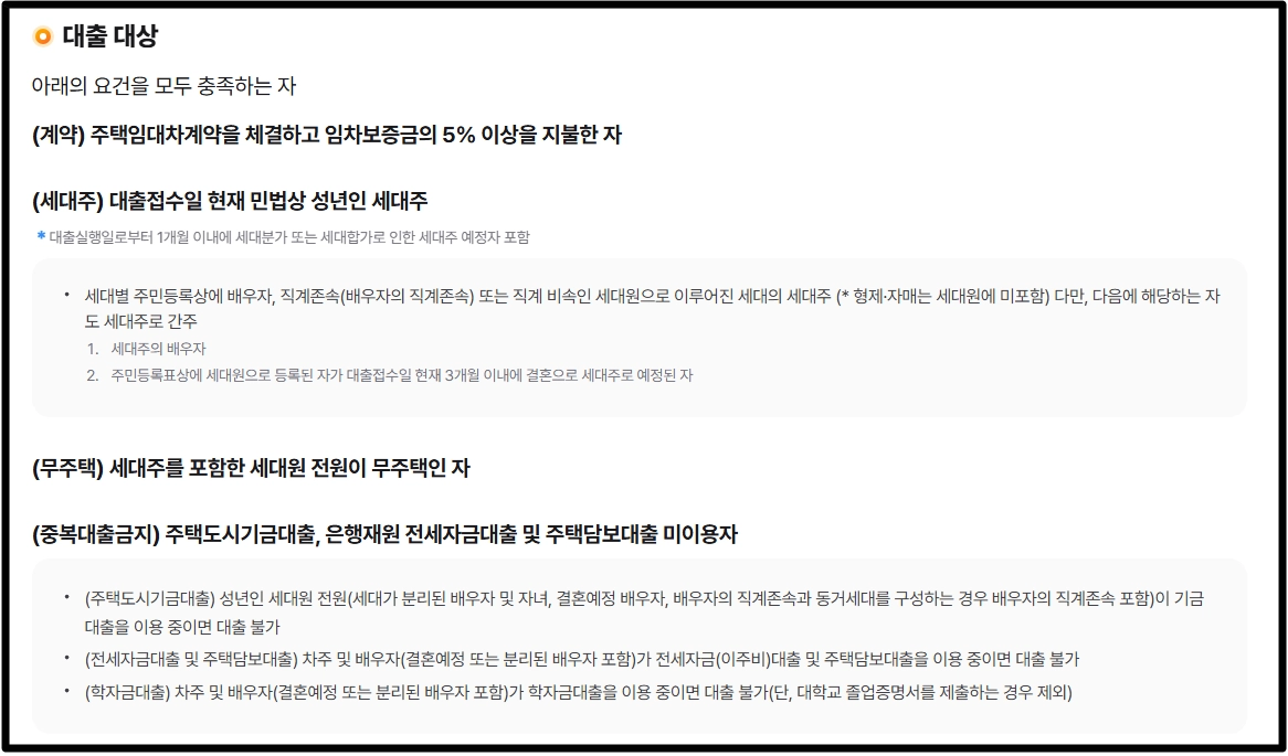 주거안정 월세대출 조건 연1.3%저금리