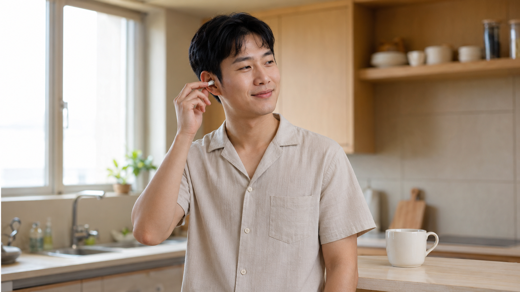 영어로 말을 마치고 홀가분하게 웃는 장면