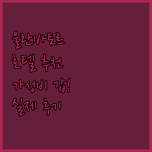 몽골 울란바토르 호텔 추천 및 가격대..