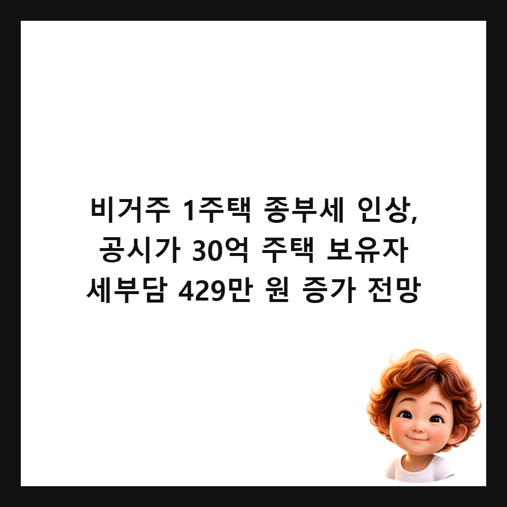 비거주 1주택 종부세 인상, 공시가 30억 주택 보유자 세부담 429만 원 증가 전망 썸네일