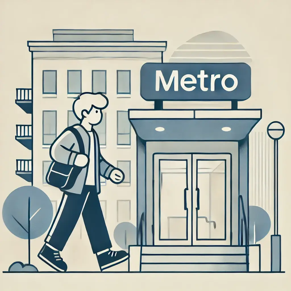 역세권 집에서 나서는 청년