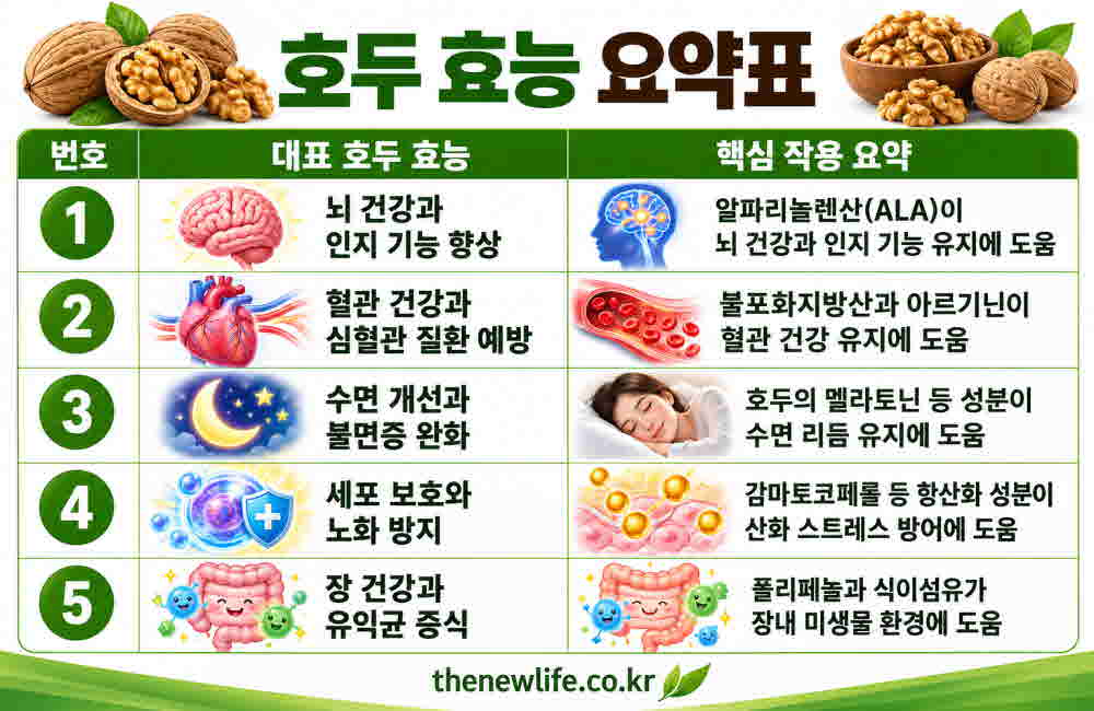 호두 효능 요약표
