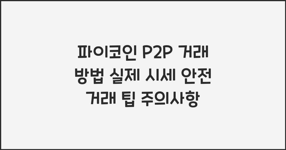 파이코인 P2P 거래