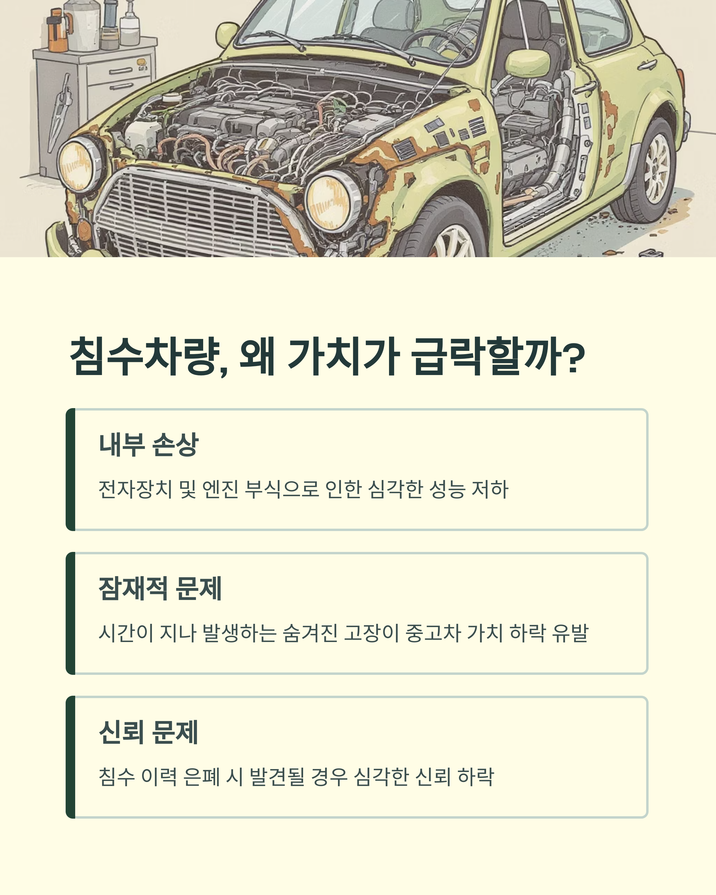침수차량 시세 하락 원인 총정리