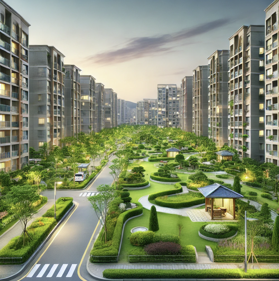 주택 모델이 놓인 정돈된 작업 공간