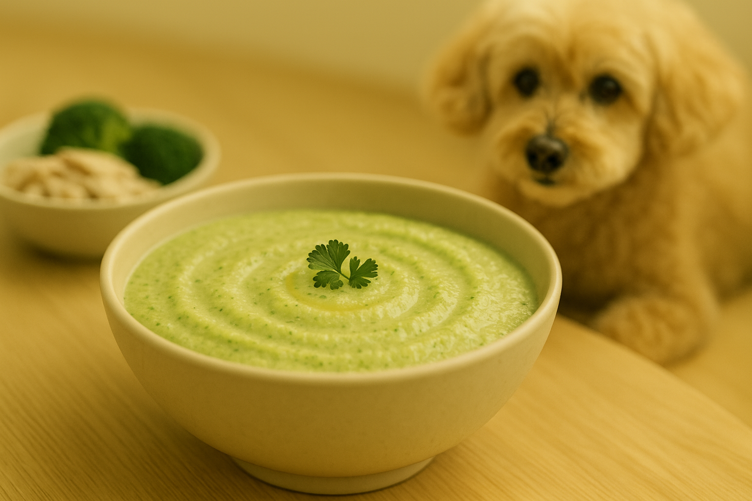 강아지 관절 염증 완화에 좋은 고등어와 브로콜리를 곱게 갈아 만든 항염 영양 퓨레