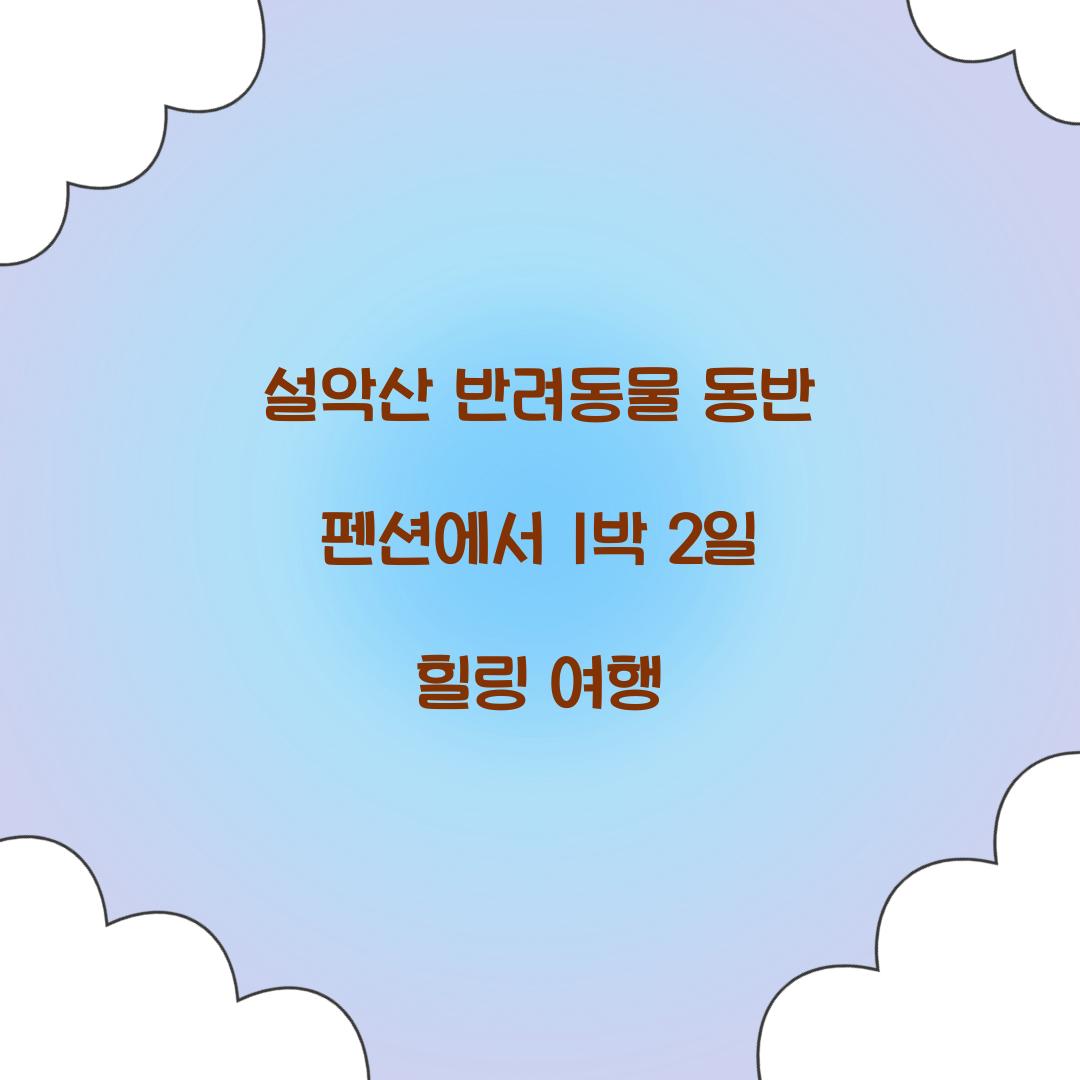 설악산 펜션 반려동물 가능 1박 2일