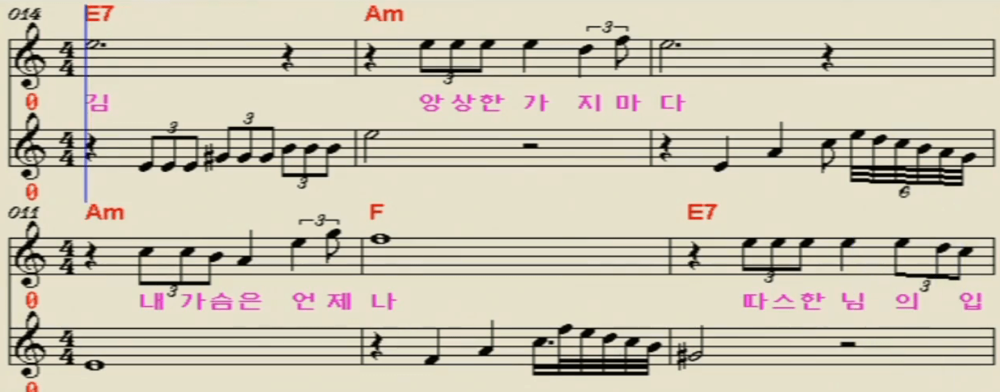 김상희 빨간 선인장 악보