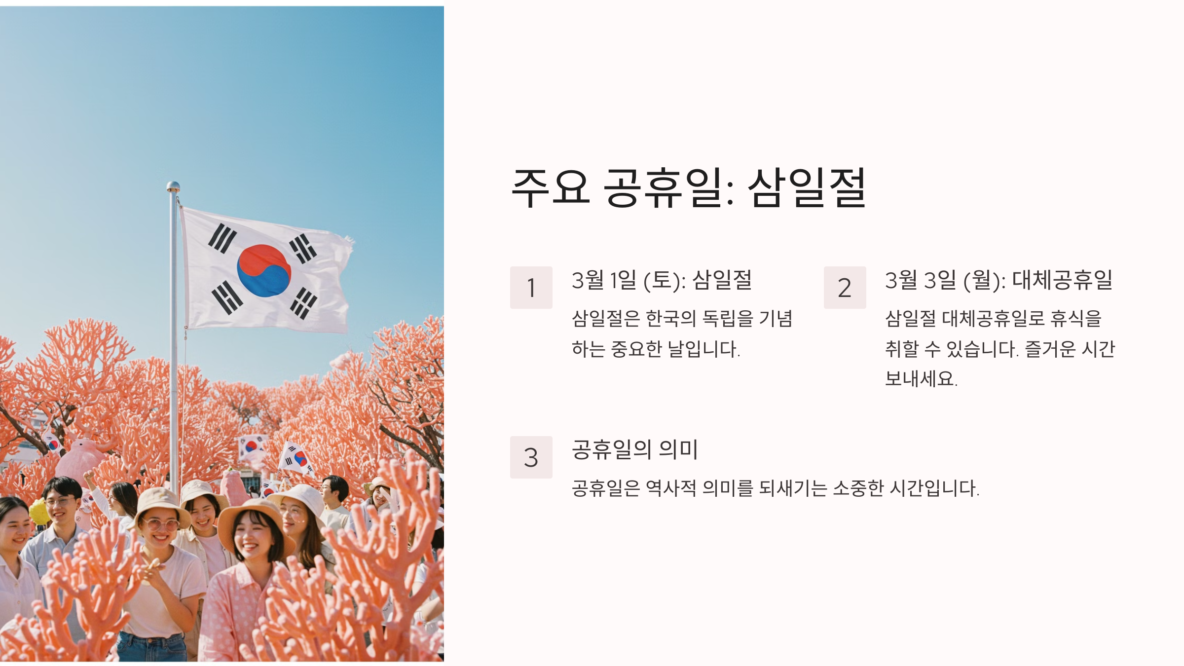 2025년 3월 공휴일 및 기념일