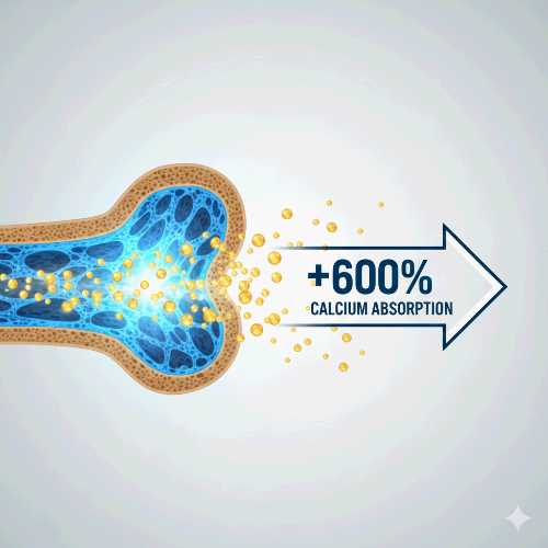 흑염소와 한약재가 배합된 추출액은 대조군 대비 칼슘 흡수 활성을 6배(600%) 이상
높이는 이미지