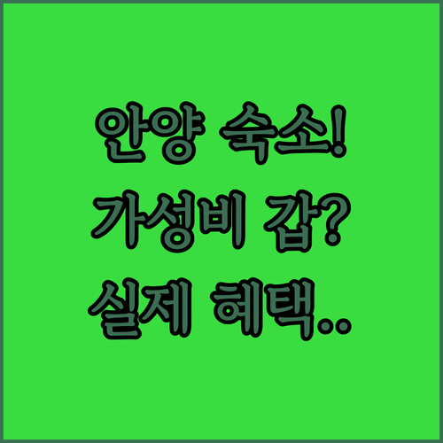 안양 가성비 호텔부터 프리미엄 숙소까..