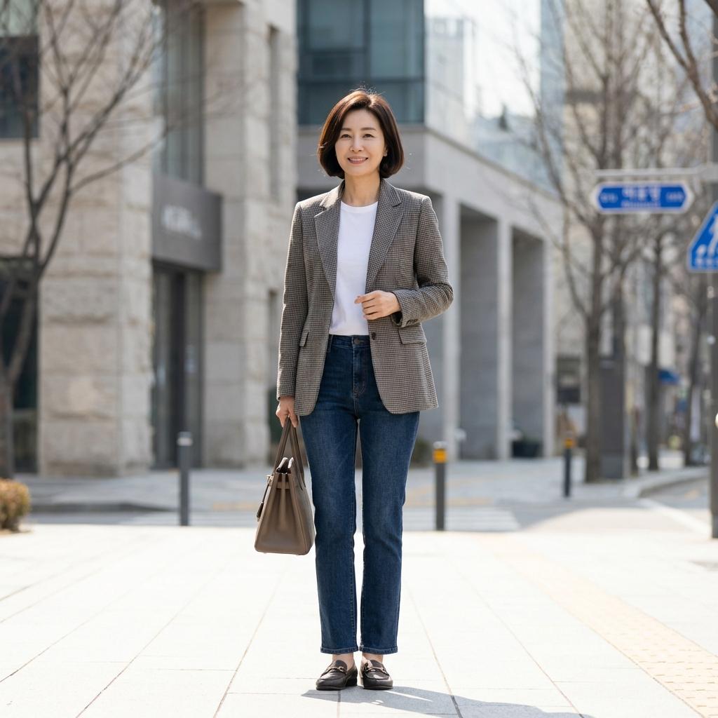 중년 여성 청바지 세련되게 입는 방법