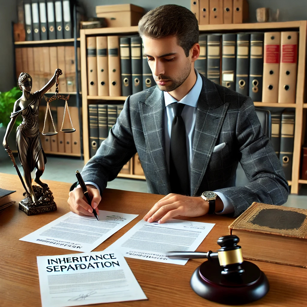 상속 재산 관련 서류를 정리하는 변호사
변호사가 책상 위에 놓인 상속 재산 관련 서류를 정리하는 모습