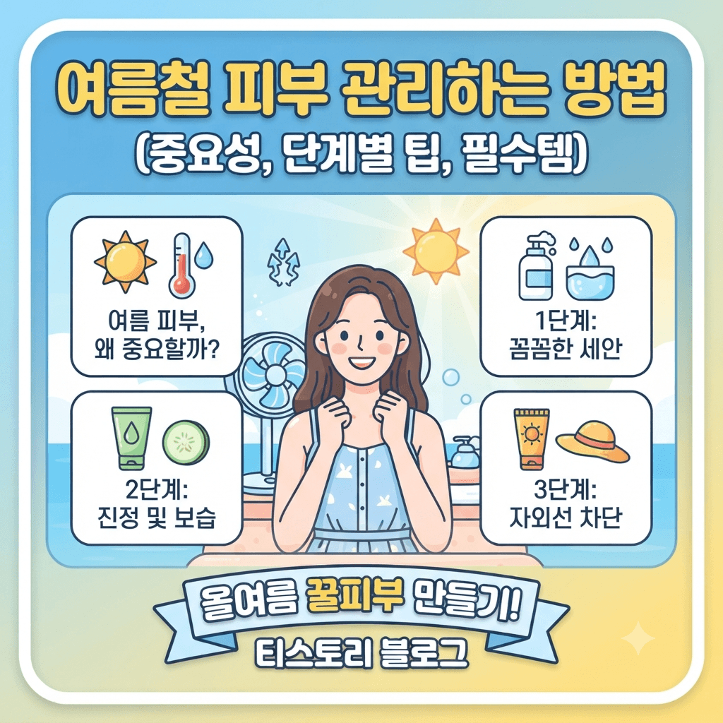 여름철 피부 관리하는 방법(중요성, 단계별 팁, 필수템)