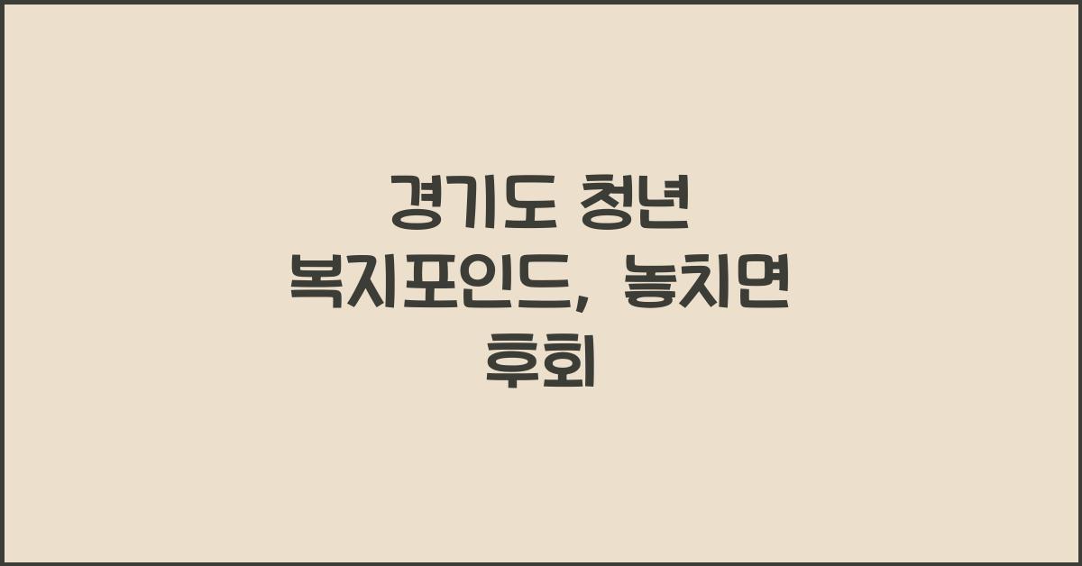 경기도 청년 복지포인드