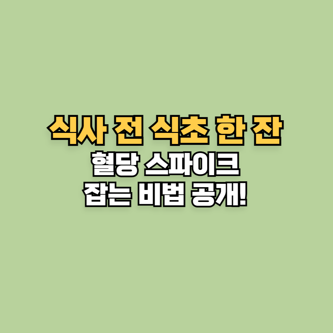 식사 전 식초 한 잔