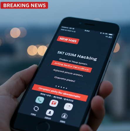 SKT 유심 해킹 뉴스가 기록된 스마트폰