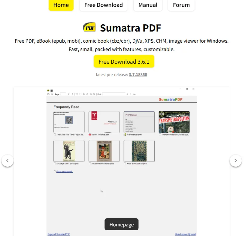 무설치 초경량 PDF 뷰어 Sumatra PDF