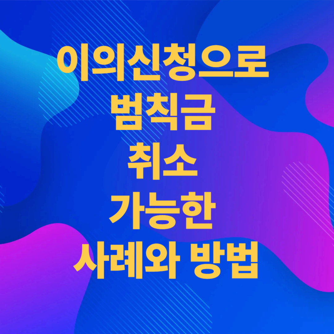 이의신청으로 범칙금 취소 가능한 사례와 방법