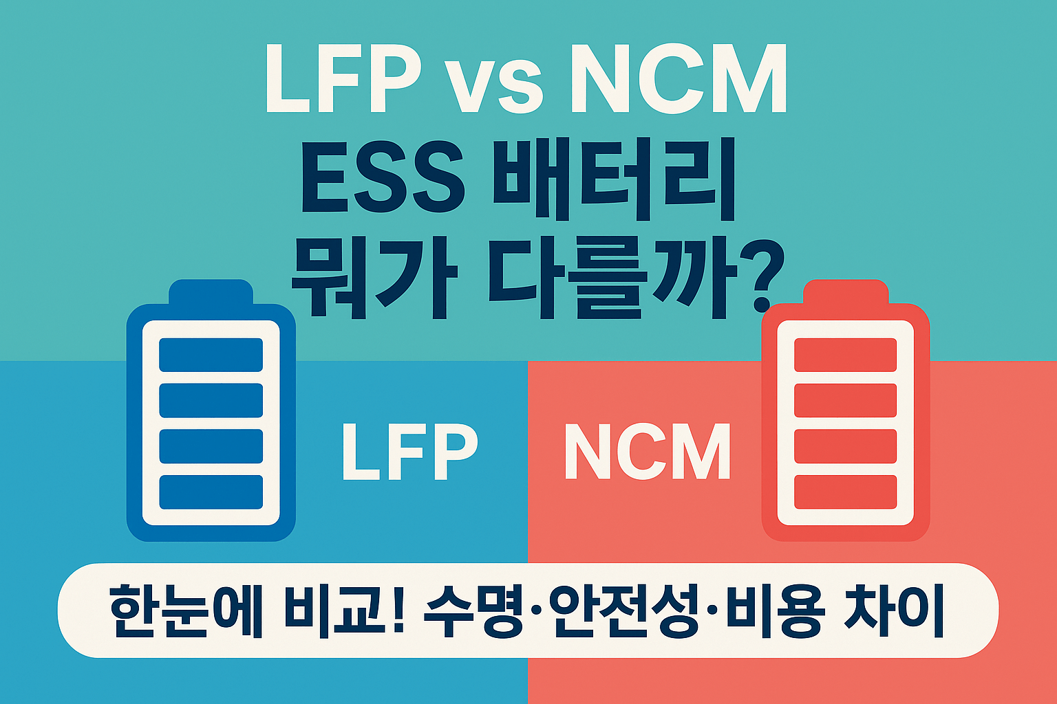 LFP vs NCM, ESS 설치 전 꼭 알아야 할 배터리 선택 기준
