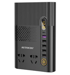 오토코스 차량용 인버터 QC3.0 고속 충전기 12V 24V C타입 200W PD 220V N1-3&#44; 1개
