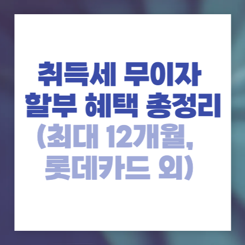 취득세 무이자 카드 혜택