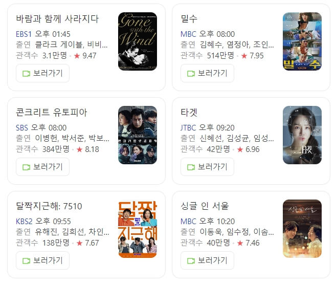 추석 특선 영화