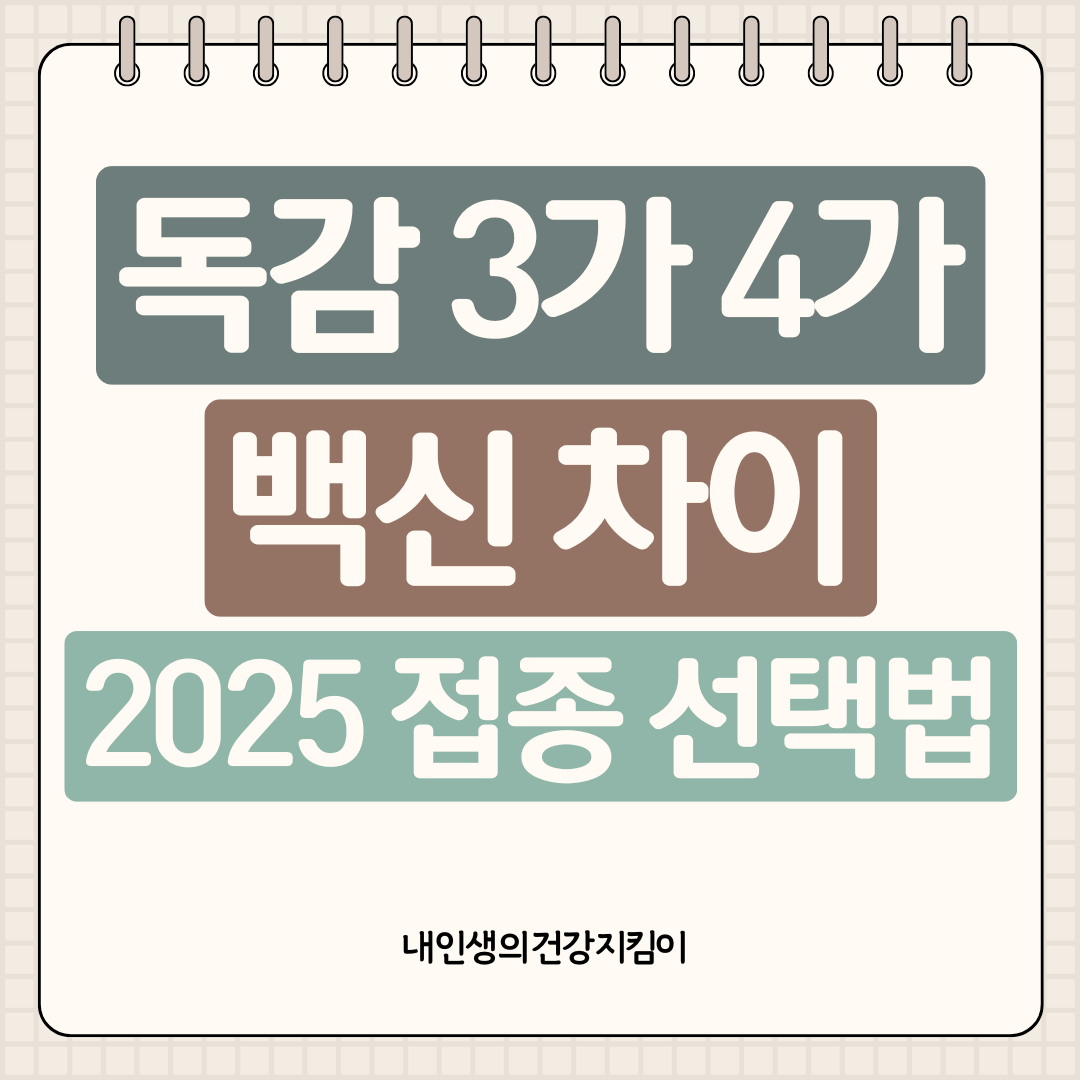 독감 3가 4가 백신 차이 2025 접종 선택법 헷갈리면 손해 보는 이유