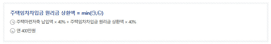 주택임차차입금 원리금상환액 공제한도 계산식