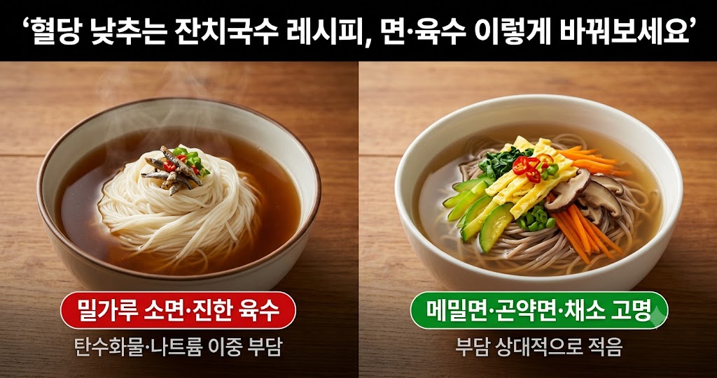 혈당 낮추는 잔치국수 레시피, 면&middot;육수 이렇게 바꿔보세요