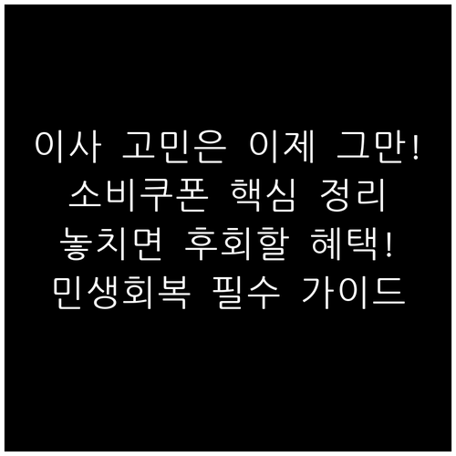 이사가 고민이라면? 민생회복 소비쿠폰..