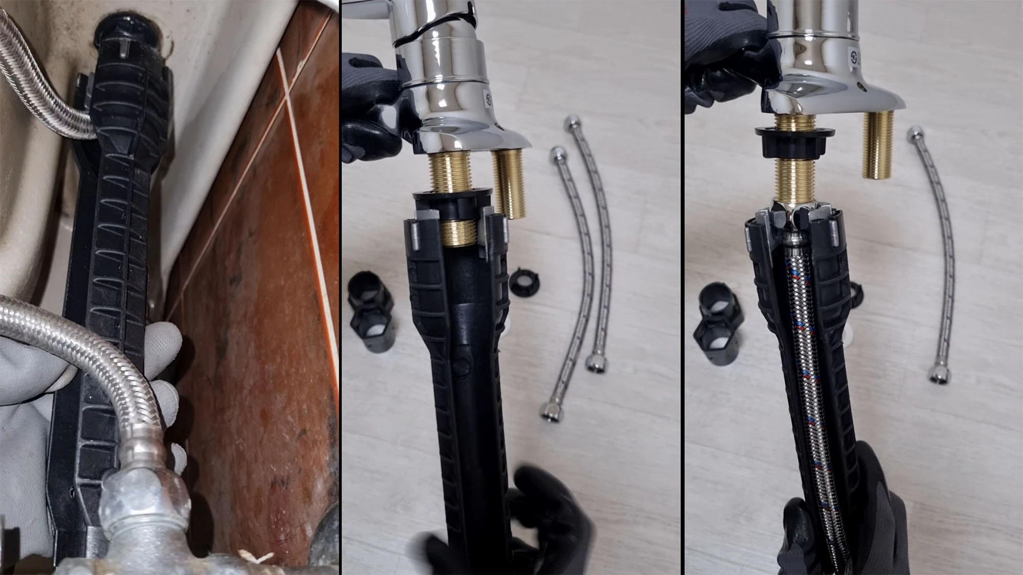 세면대 렌치 사용 모습