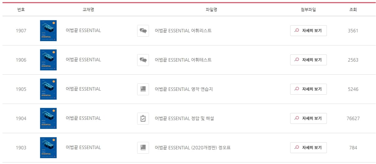 어법끝 essential 답지