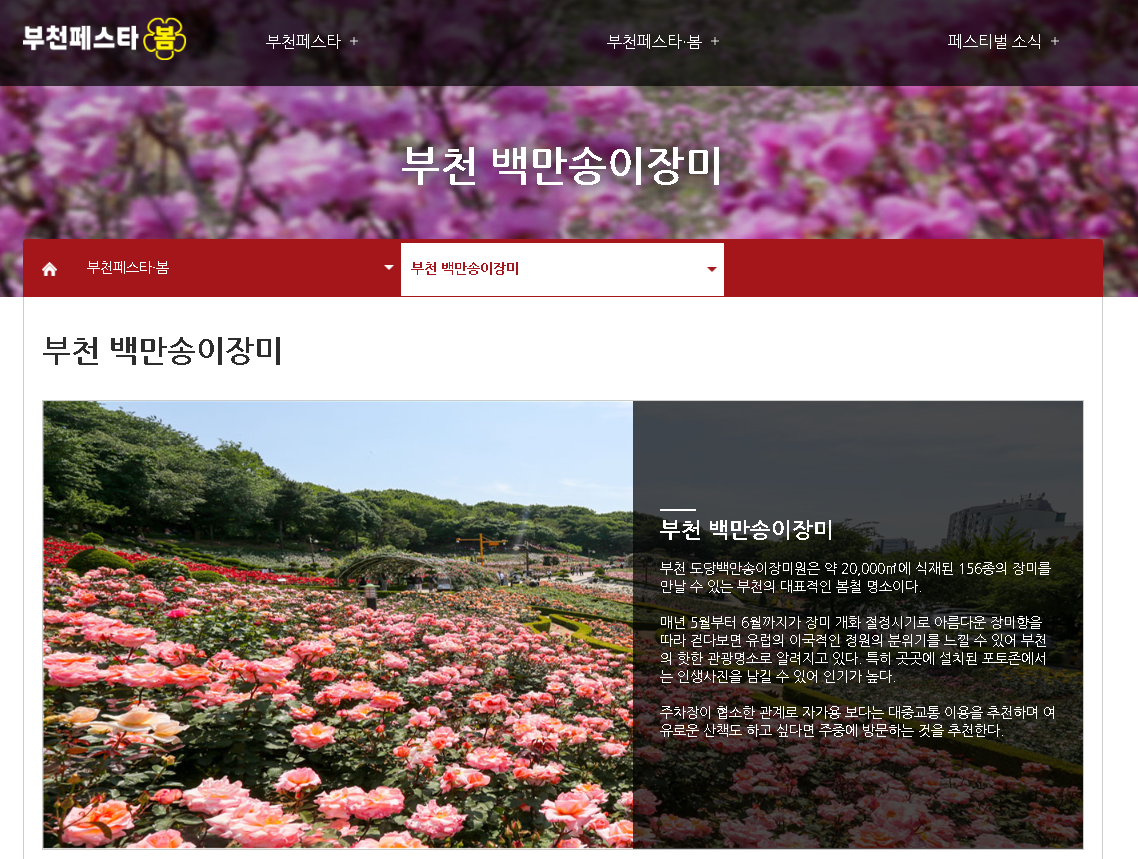 부천백만송이장미공원장미축제 가는길