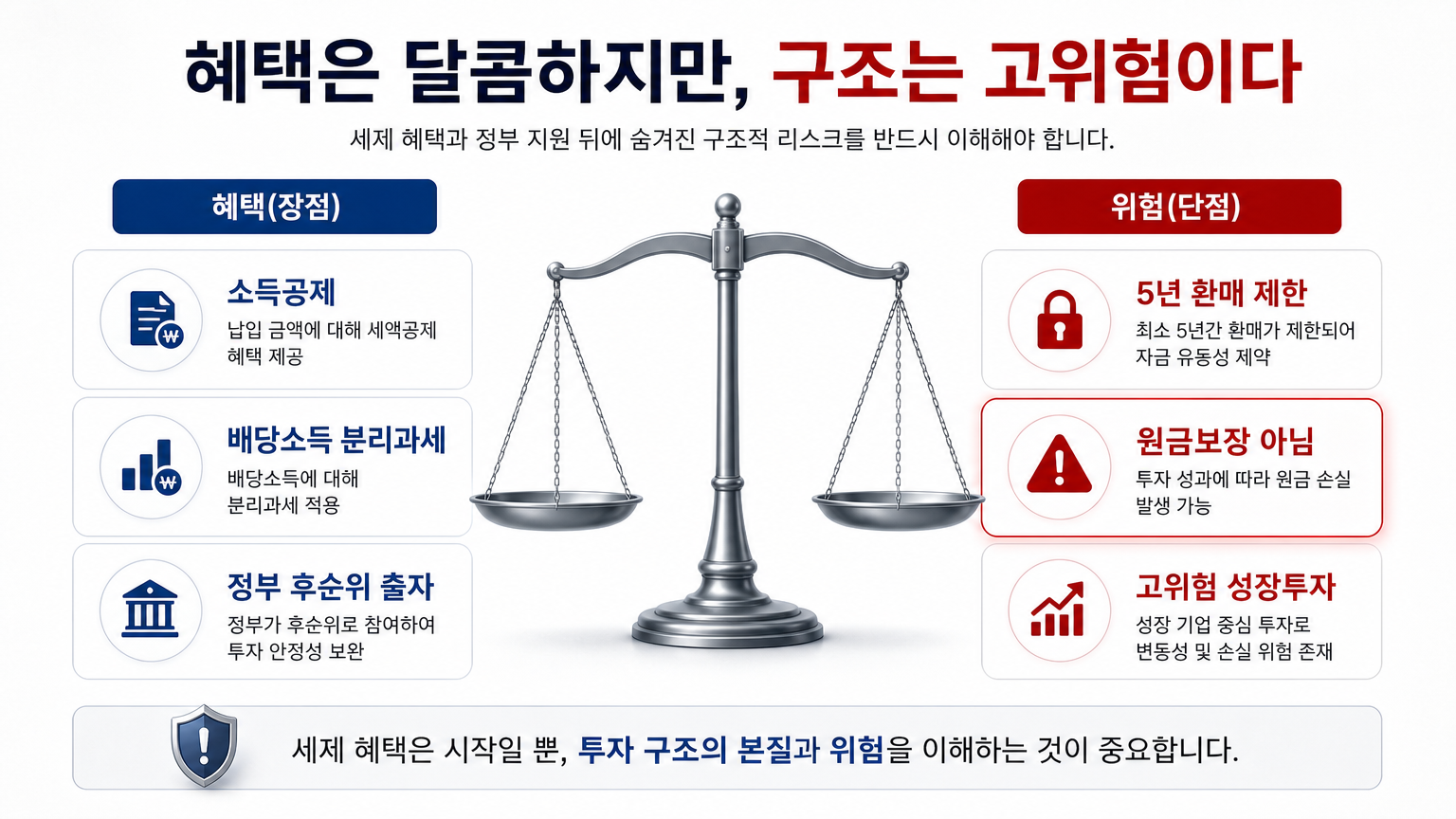 국민성장펀드 혜택과 위험 비교 인포그래픽