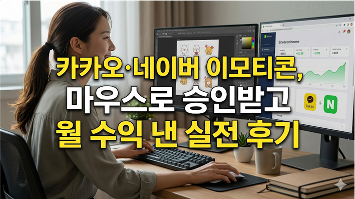 카카오&middot;네이버 이모티콘, 마우스로 승인받고 월 수익 낸 실전 후기