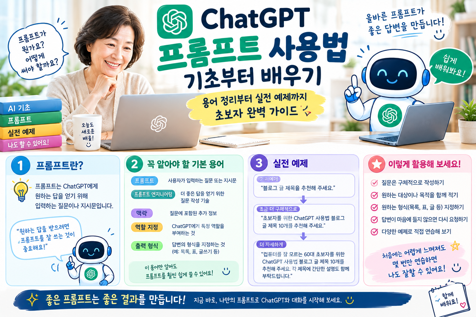 프롬프트 사용법 기초부터 배우기: 용어 정리부터 실전 예제까지 초보자 완벽 가이드