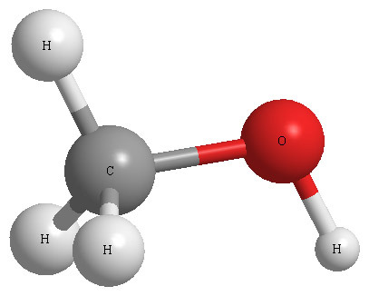3-D model of CH3OH molecule structure