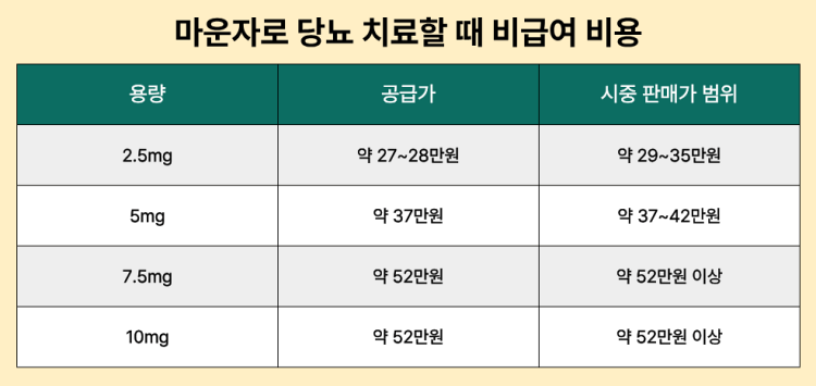마운자로 비급여 처방받을 때 비용