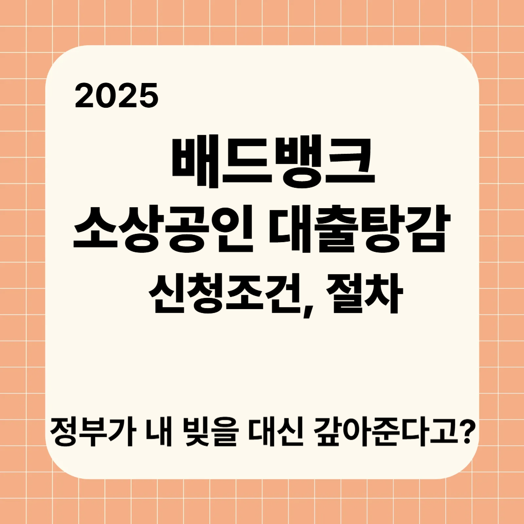 2025 배드뱅크&middot;소상공인 대출탕감 신청조건, 절차