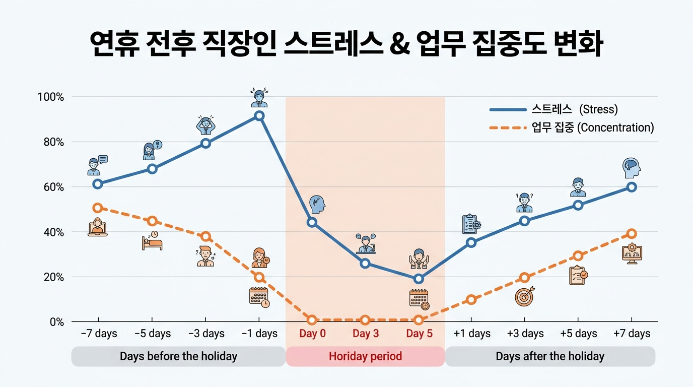 연휴 전후 직장인 스트레스 & 업무 집중도 변화