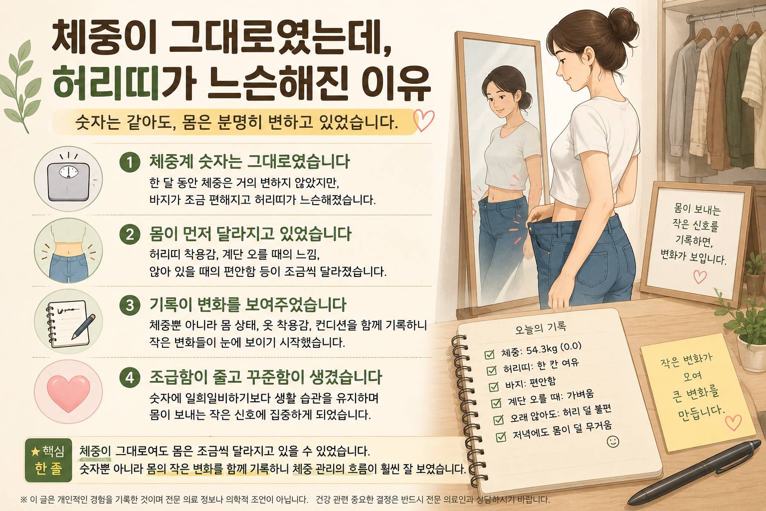 체중이 그대로였는데 허리띠가 느슨해진 이유