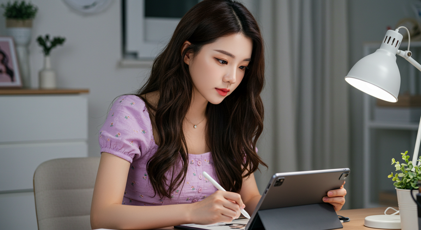 웹툰을 그리는 여성