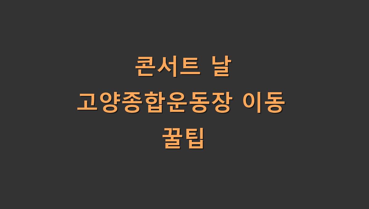콘서트 날 고양종합운동장 이동 꿀팁
